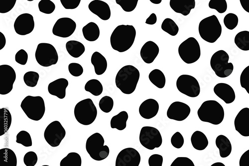 Black and white dalmation spot pattern a classic abstract seamless texture design suitable for backgrounds and various design applications