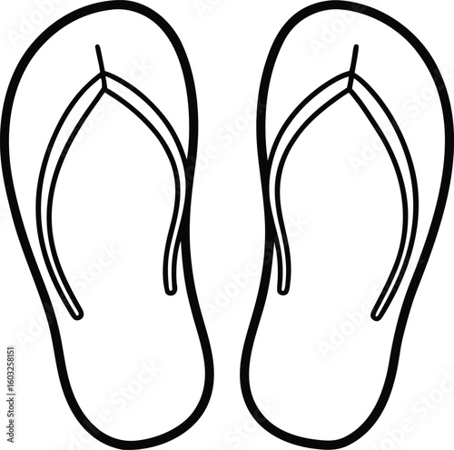 flip flops on sand line art