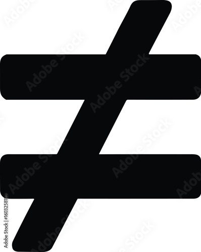 Not equal icon vector black silhouette print design