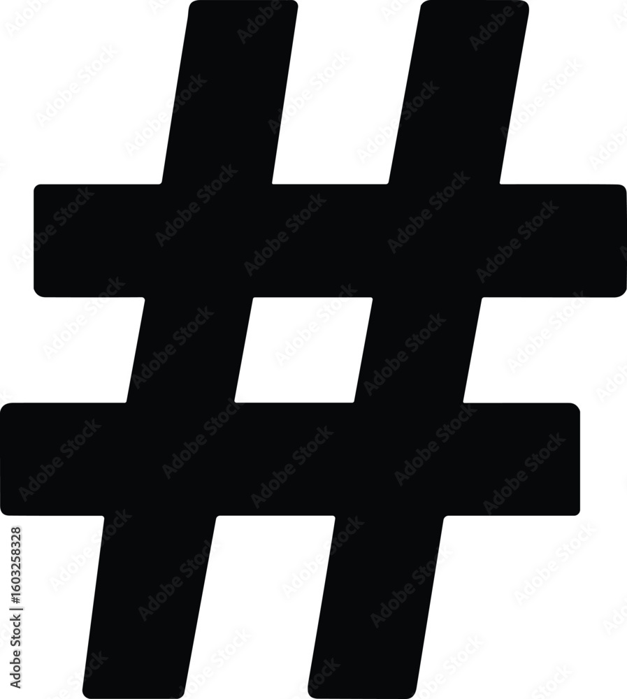 Fototapeta premium Hash icon vector black silhouette print design