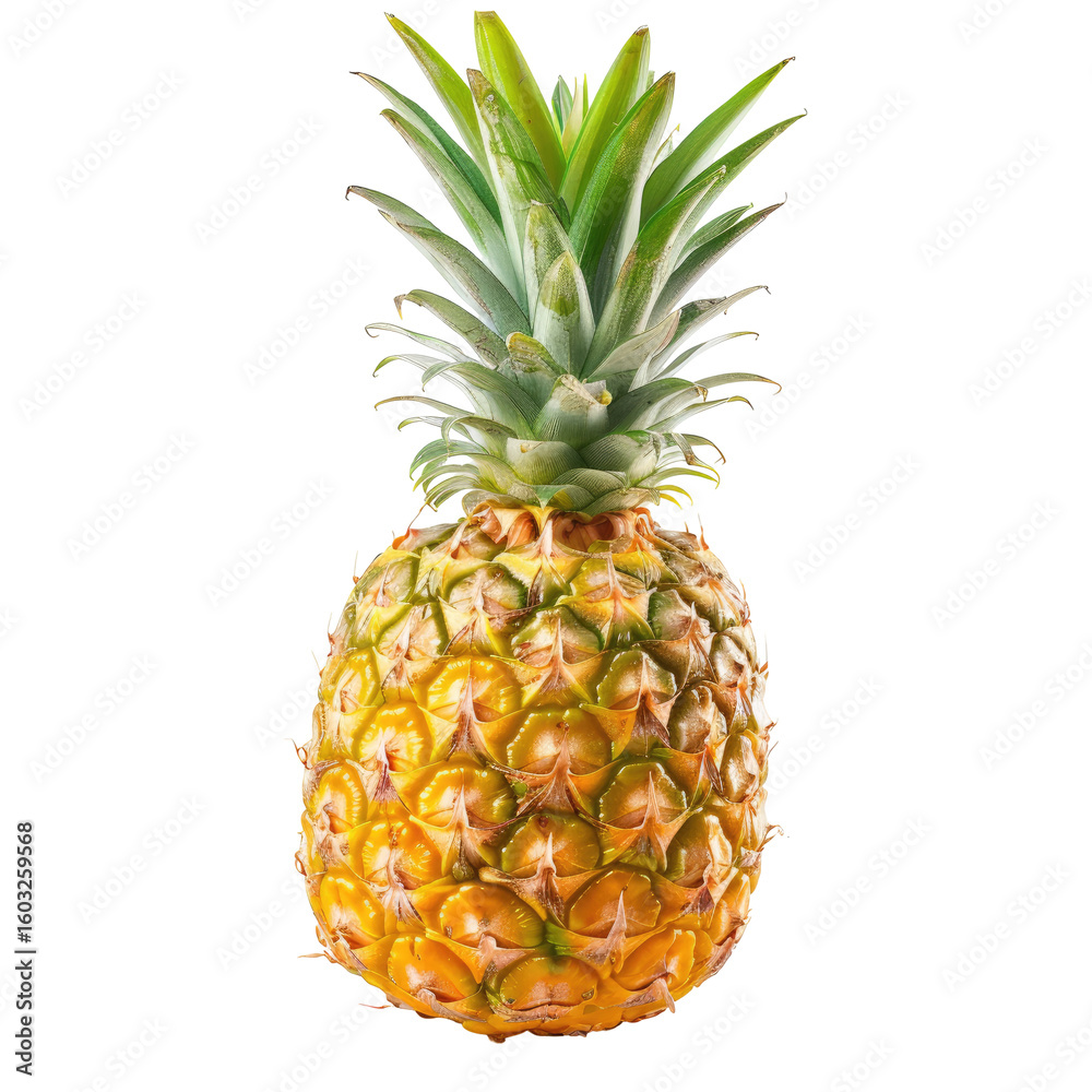 Fototapeta premium Ripe pineapple with vibrant green leaves