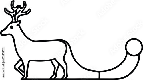sleigh with reindeer line art