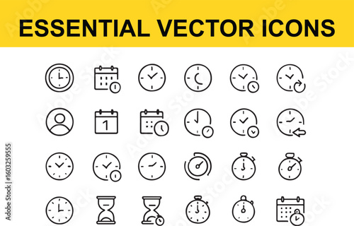 Collection of time and calendar vector icons clock