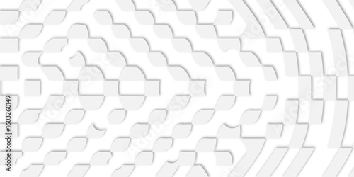 Abstract white background with geometric shapes creating a textured and modern visual pattern.