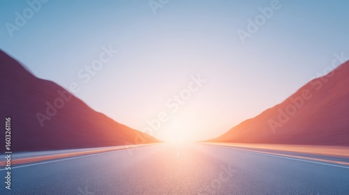 Straight Road to Horizon at Sunset Adventure Theme.  background