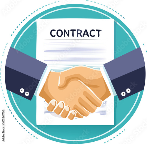 Business Handshake Over Contract with Branded Background