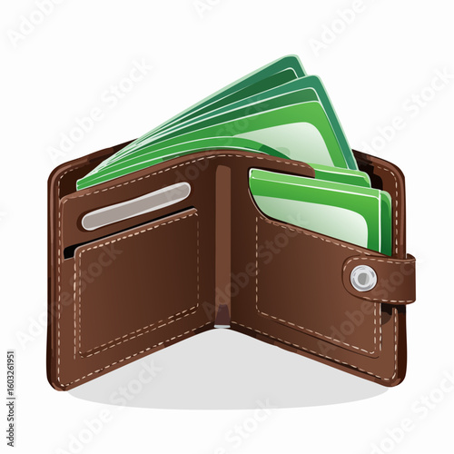 Empty wallet open – Bifold wallet spread out showing card slots.

