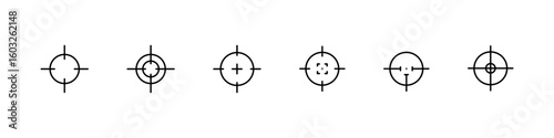 Crosshair icon. Aiming sign vector set. Weapon crosshair circle icon. Sniper target view sign set.