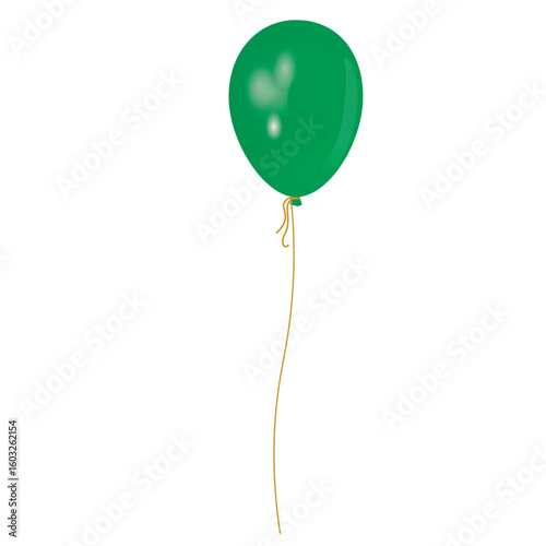 green balloon on a string. Vector stock illustration. Isolated on a white background.  Template, place for text