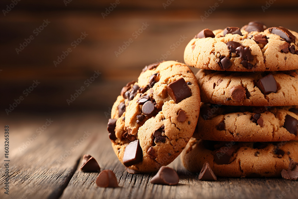 Fototapeta premium Decadent Stack of Chocolate Chip Cookies