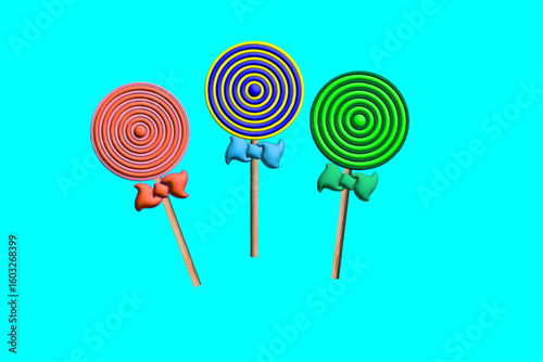 Colored lollipops on blue background