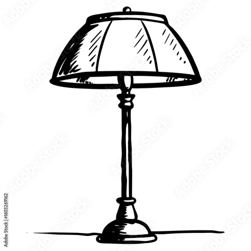 Sketch of a classic floor lamp with a shade and base  