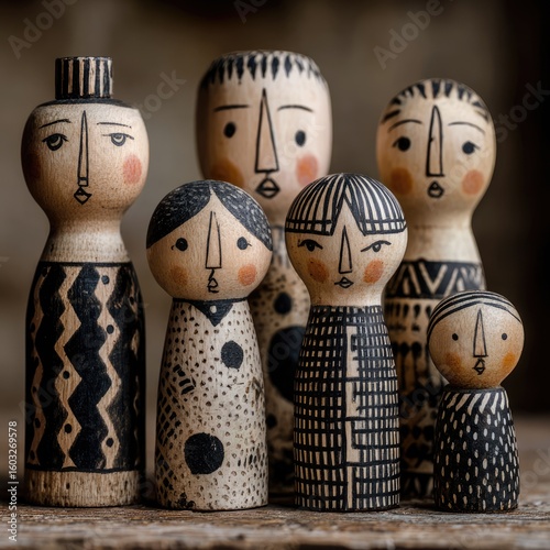 Group of stylized wooden figures