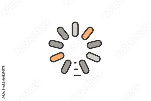 Loading screen animation concept. Animated spinning wheel icon for user interface design. Vector cartoon illustration of a preloader or buffer symbol for web and apps.