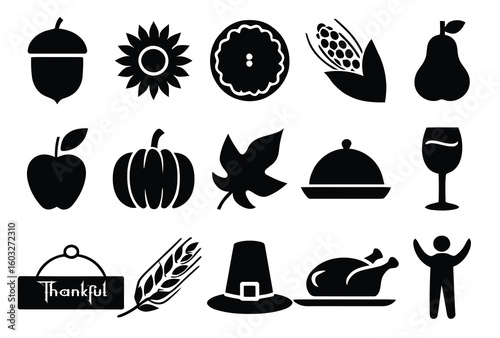 Autumn harvest symbols celebration acorn sunflower
