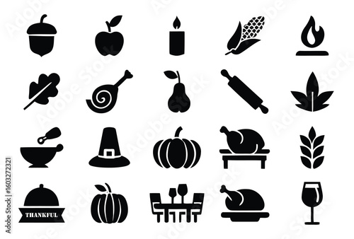 Thanksgiving harvest feast symbols acorn apple