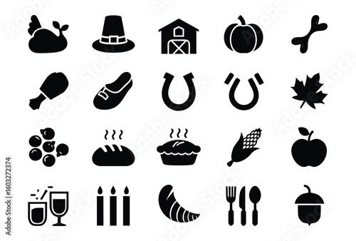 Thanksgiving harvest symbols turkey pilgrim hat