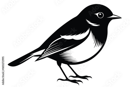 Bild auf Leinwand Striking Monochrome Vector Illustration of a Songbird, Detailed and Stylized Pre