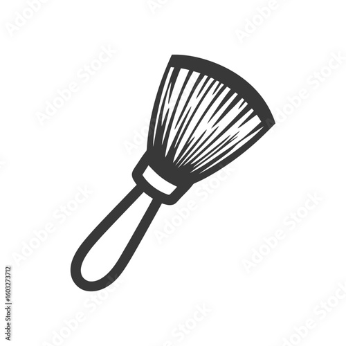 Stylized monochrome icon of a fan-shaped pastry brush.