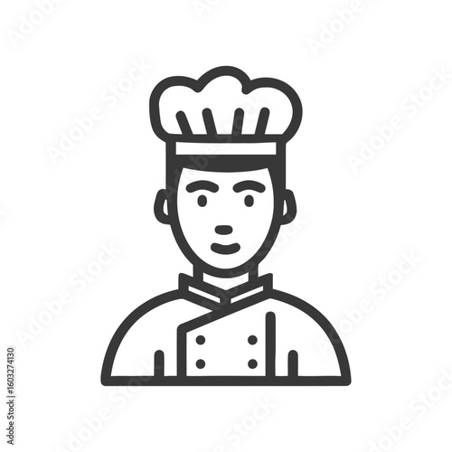 Professional Chef Bust Icon in a Clean, Modern Outline Style