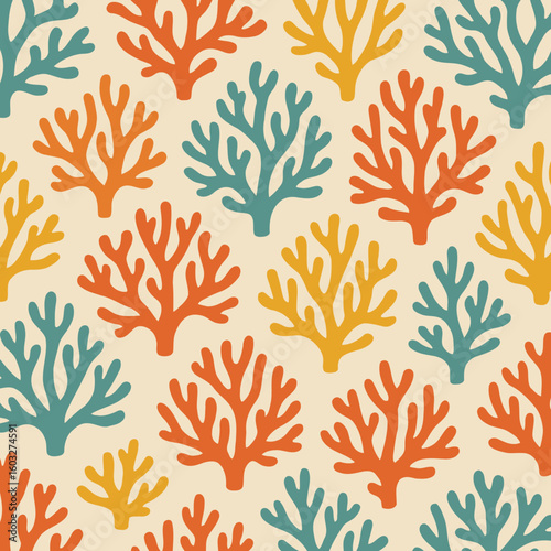 Coral reef pattern seamless vector for marine, ocean, and summer illustration