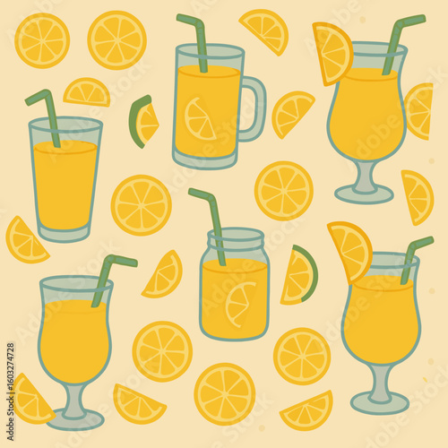 Lemonade pattern seamless vector for summer drink, kitchen and party design