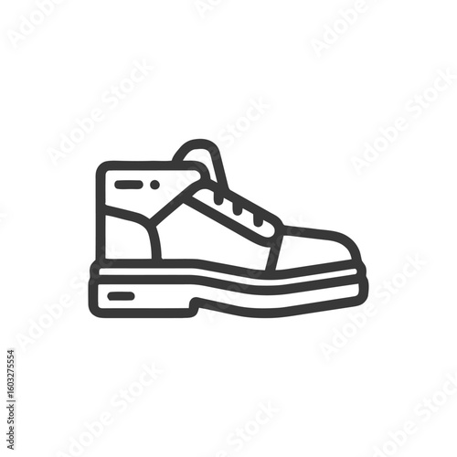 Bold Line Art Icon of a Chunky High-Top Sneaker with a Thick Platform Sole