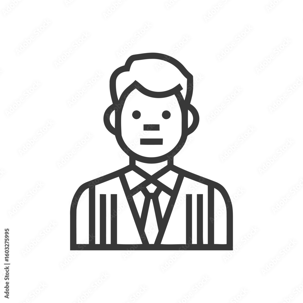 Modern Businessman Profile Icon, Minimalist Line Art of a Professional Man in a Suit Modern Businessman Profile Icon, Minimalist Line Art of a Professional Man in a Suit