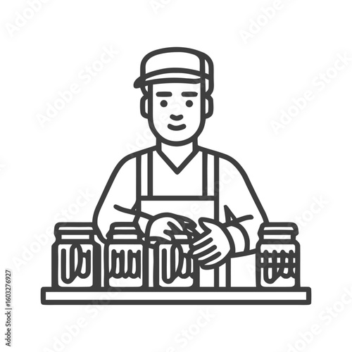 Smiling Artisan Packaging Jars in Minimalist Line Art Icon Style