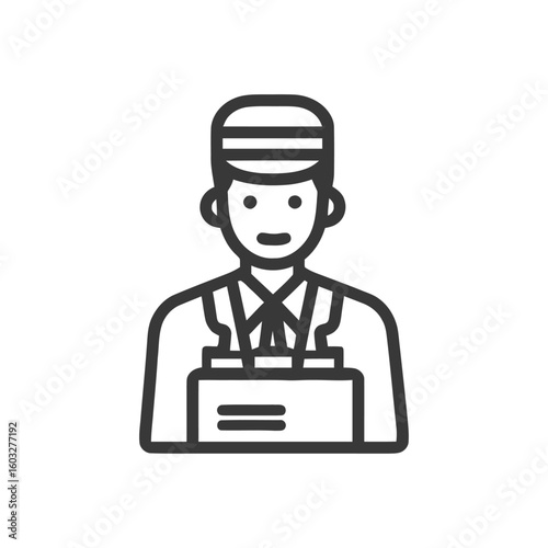Simple Line Art Bellhop Icon Representing Hotel Service and Hospitality