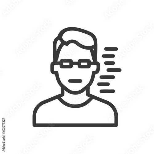 Minimalist User Profile Icon with Glasses and Abstract Data Information Bars