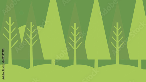 Green forest trees landscape background nature woods woodland foliage environment ecology park scene design vector