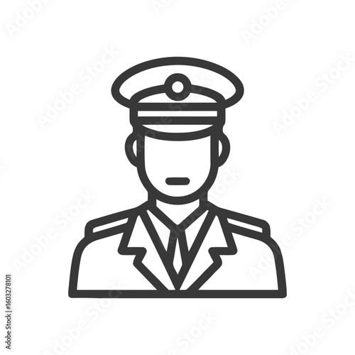 Stylized Male Officer Icon with Peaked Cap and Formal Uniform