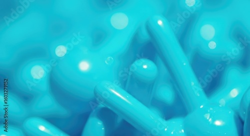 Abstract blue shapes with smooth texture and glossy finish