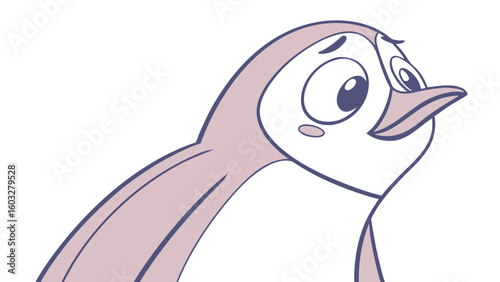 Whimsical Penguin feeling Pessimistic in a Wellness Journey setting – colored in Balanced Soul