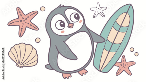 Whimsical Penguin feeling Funny in a Under the Sea setting – colored in Ocean Dreams