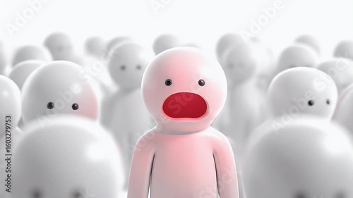 3D Animated Character: Shocking Announcement to Silent Crowd