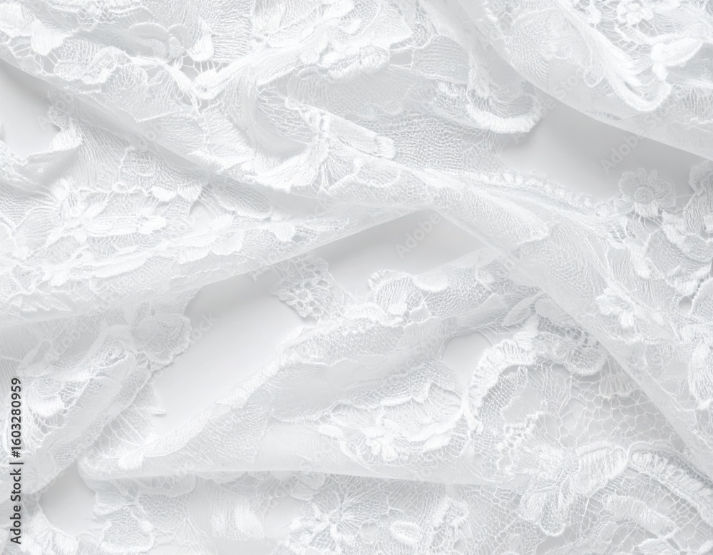 Obraz premium Delicate White Floral Lace Fabric Texture Background for Wedding and Decoration