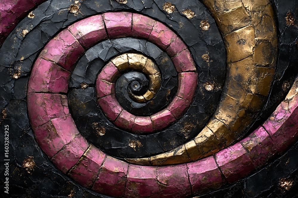 Fototapeta premium Spiral Design with Abstract, Pink, and Gold.