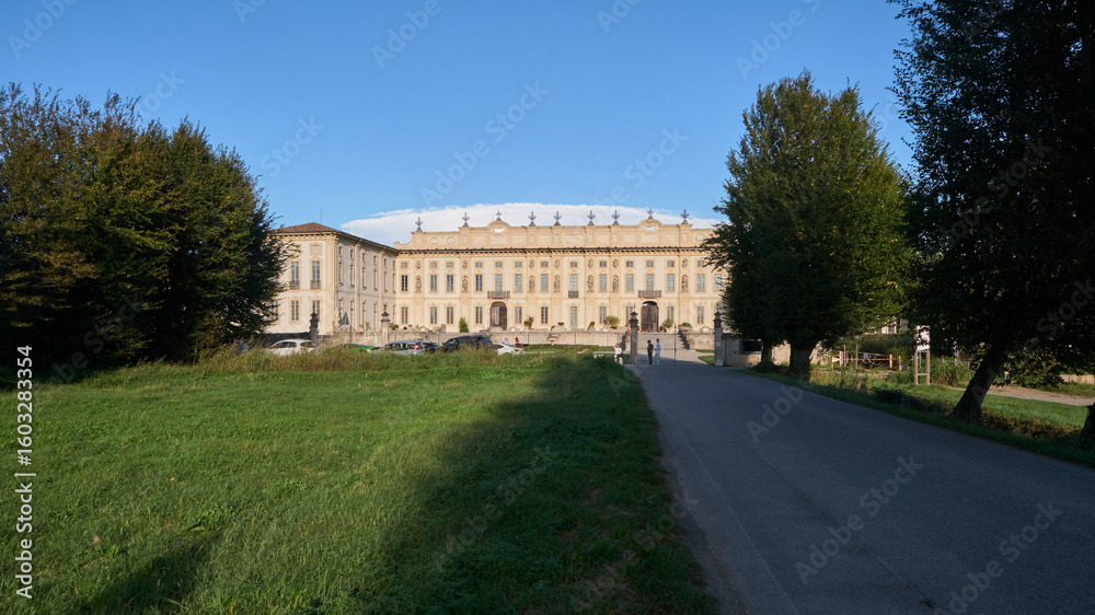 Historic baroque villa with gardens in northern Italy on a sunny day Historic baroque villa with gardens in northern Italy on a sunny day