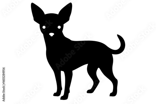 Red chihuahua dog silhouette on white background animal
