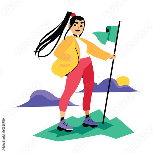 illustration of a man with a flag