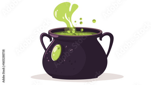 Spooky Halloween Cauldron with Magic Green Poison Potion