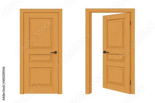 Infographic Filter Icon, Colorful Data Distribution, Editable Vector Illustration of Modern Wooden Door, Open and Closed, Isolated on Transparent Background, Interior Design Concept