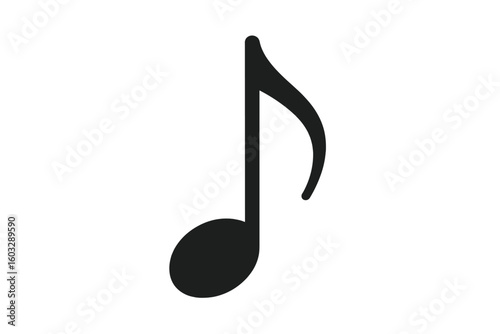 Musical note vector illustration. Eighth note icon. Symbol of music, melody, sound, rhythm, song, audio. Concept for classic, concert, entertainment, score, compose, harmony.
