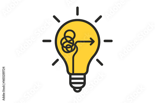 Idea concept of simplifying the complex. Creative problem solving. Lightbulb innovation. Untangling chaos to find a solution. From confusion to clarity. Business strategy.