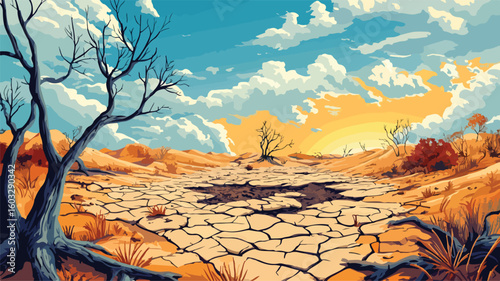 Extreme Drought and Hazardous Climate Consequences Illustration