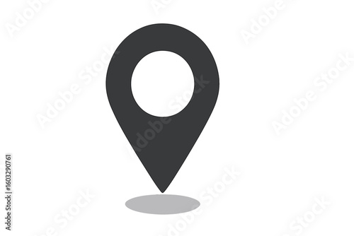 Location pin marker icon for maps and navigation. Simple flat black pointer symbol for GPS destination, address, and position. Modern minimalist geotag sign for travel.