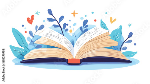 Open School Textbook with Pages for Educational Content Display