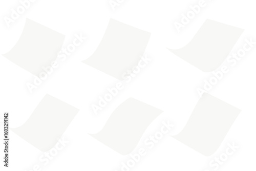 Blank white paper sheets flying in air on gradient background, realistic 3D stationery mockup, empty pages levitating template, copy space office document design illustration